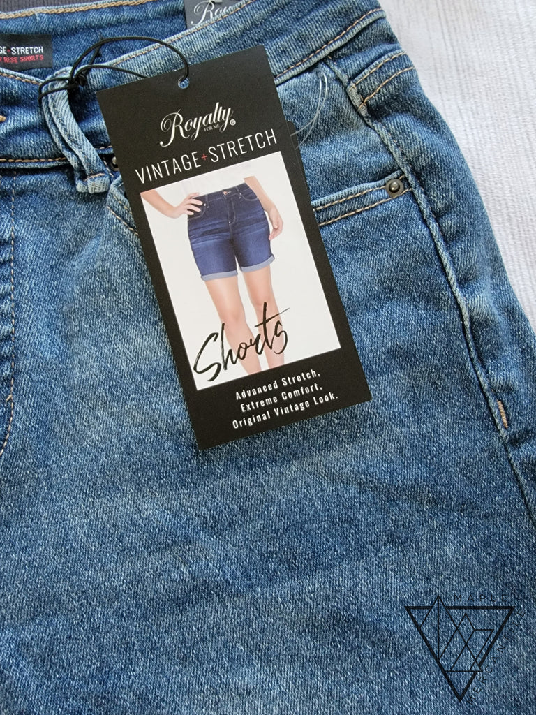 Vintage High-Rise Rolled Cuff Shorts - Blue