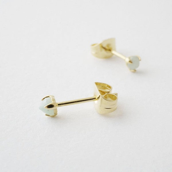 Tiny Green Jade Solitaire Studs