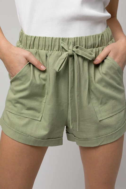 Front Pocket Roll-Up Shorts