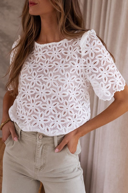 Crochet Lace Embroidered Blouse