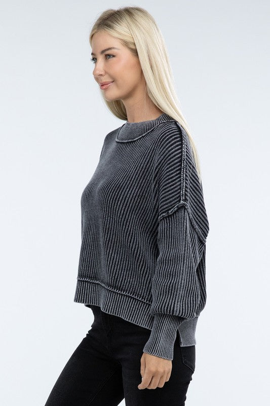 Washed Side Slit Sweater