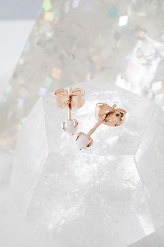 Tiny Opal Orb Solitaire Studs