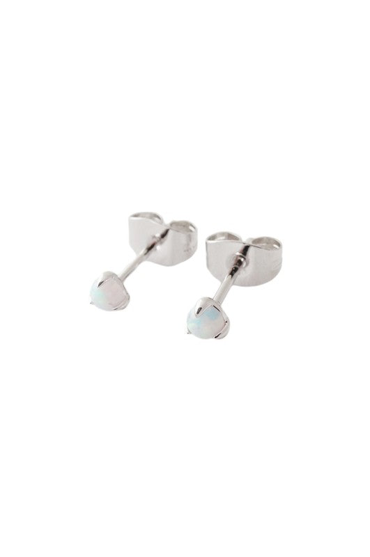 Tiny Opal Orb Solitaire Studs