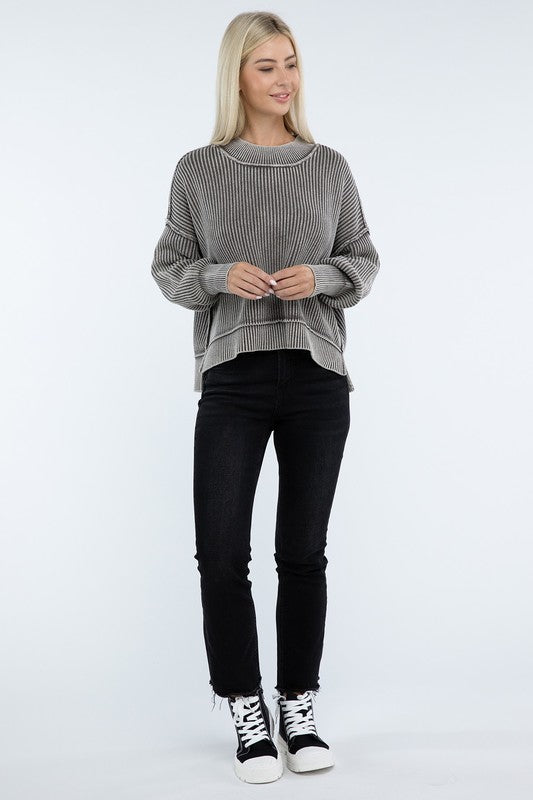 Washed Side Slit Sweater