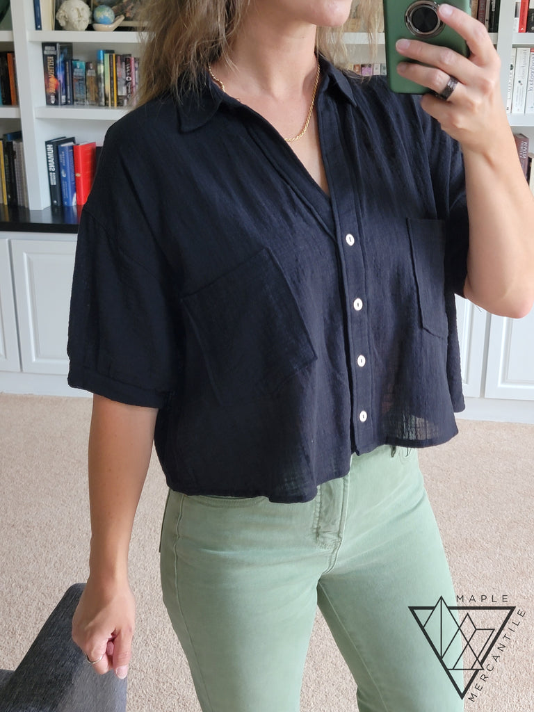 Sweet Cropped Button Up