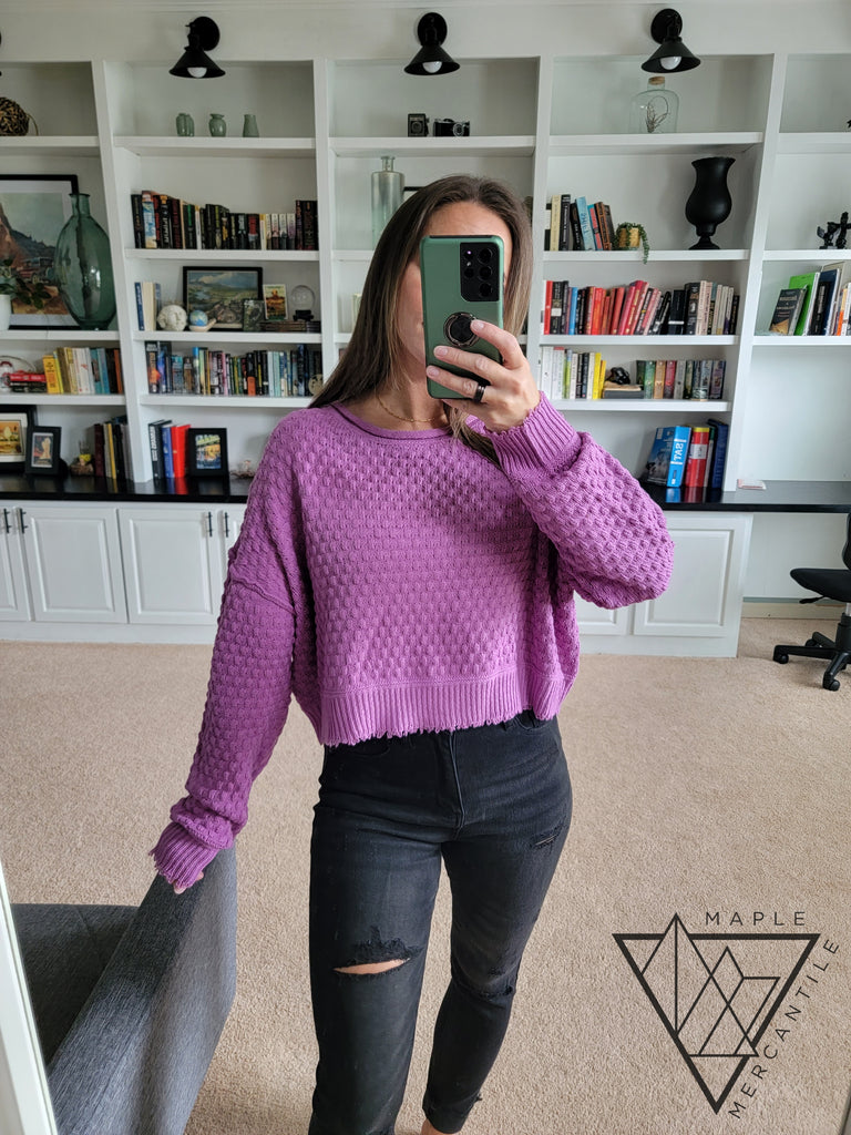 Bubble Texture Cropped Sweater