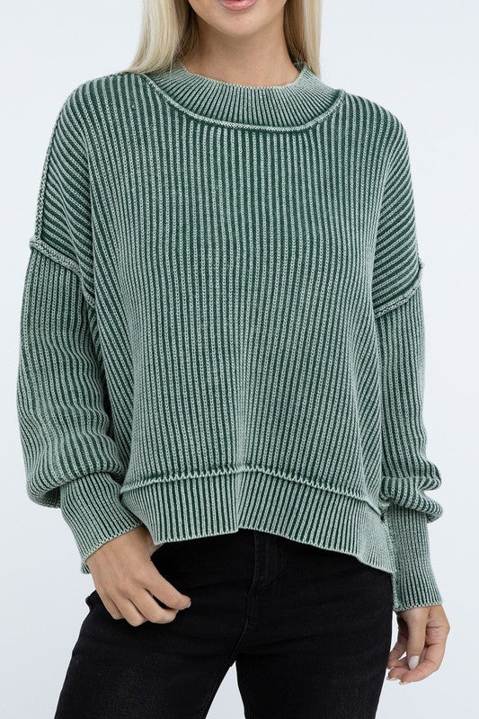 Washed Side Slit Sweater