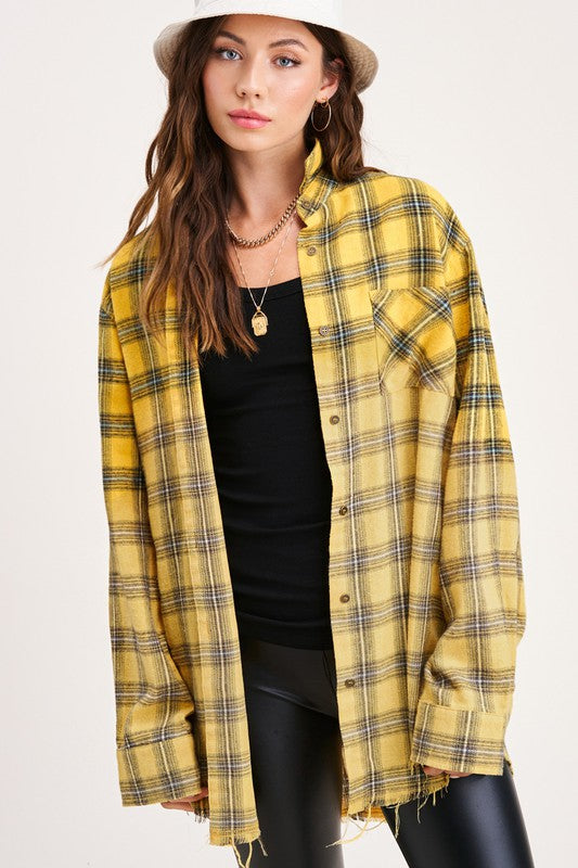 Classic Long Plaid Shirt - Fade