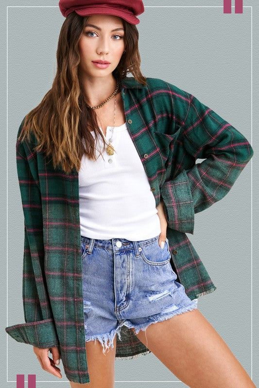 Classic Long Plaid Shirt - Fade