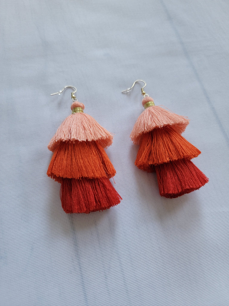 Warm Orange Tassel Earrings