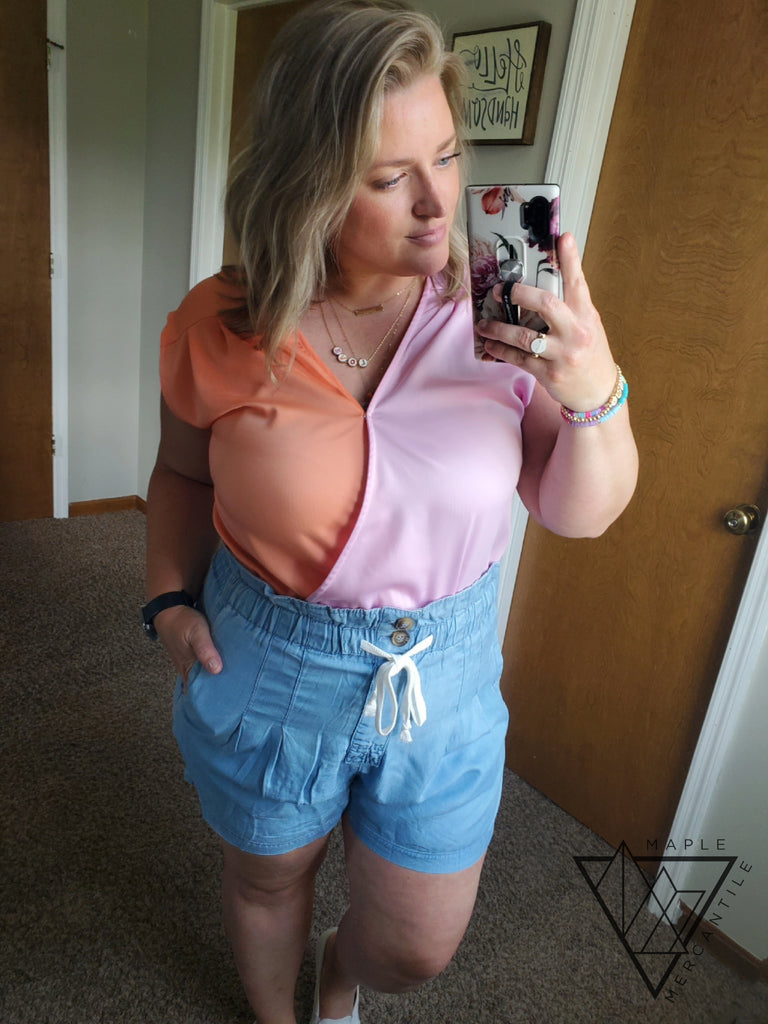 Colorblock Peach Lavender Bodysuit