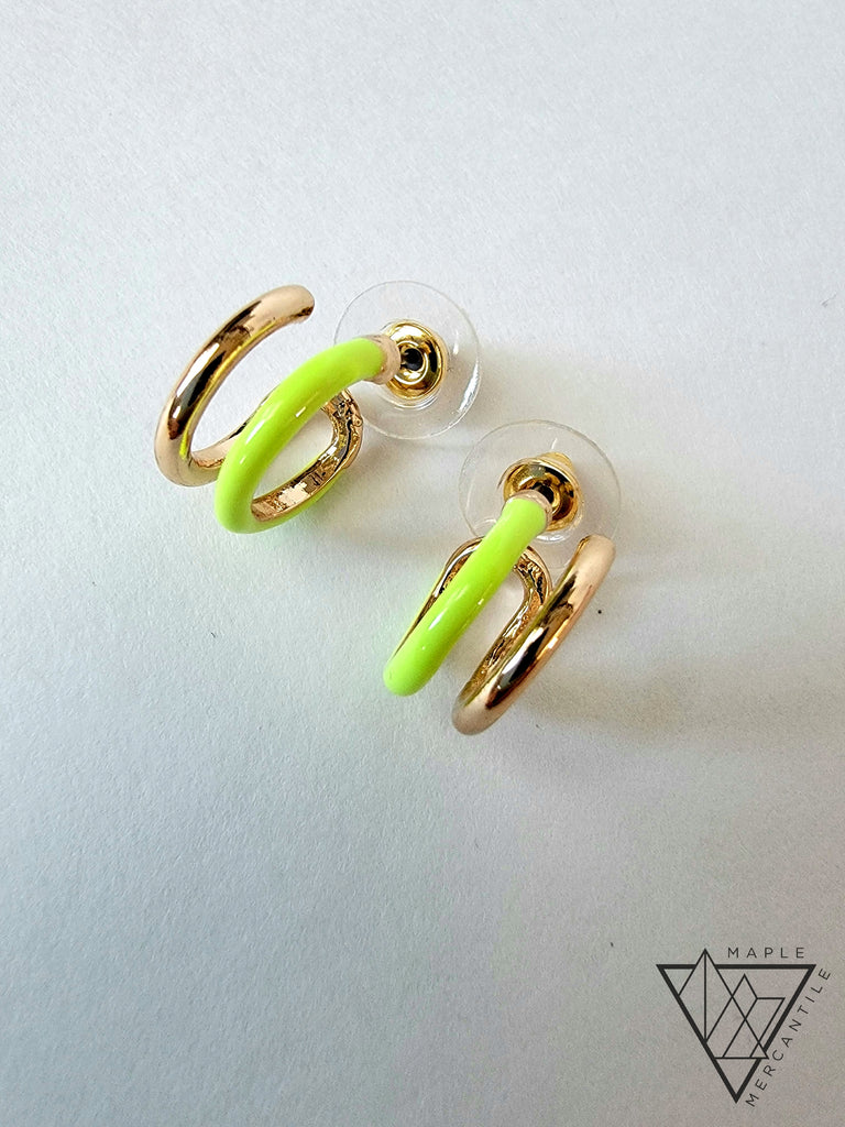 Color Coated Double Hoop Earrings