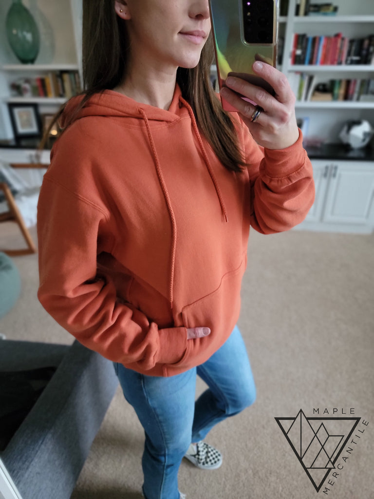 Relaxed Fit Pullover Hoodie - Dusty Orange