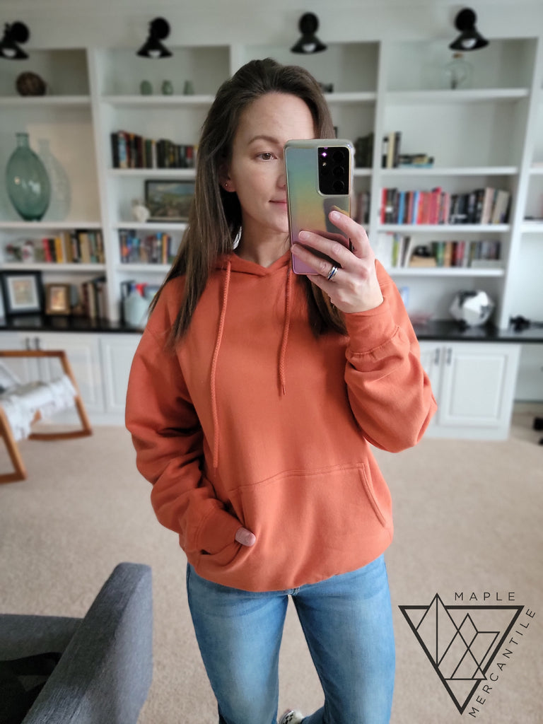 Relaxed Fit Pullover Hoodie - Dusty Orange