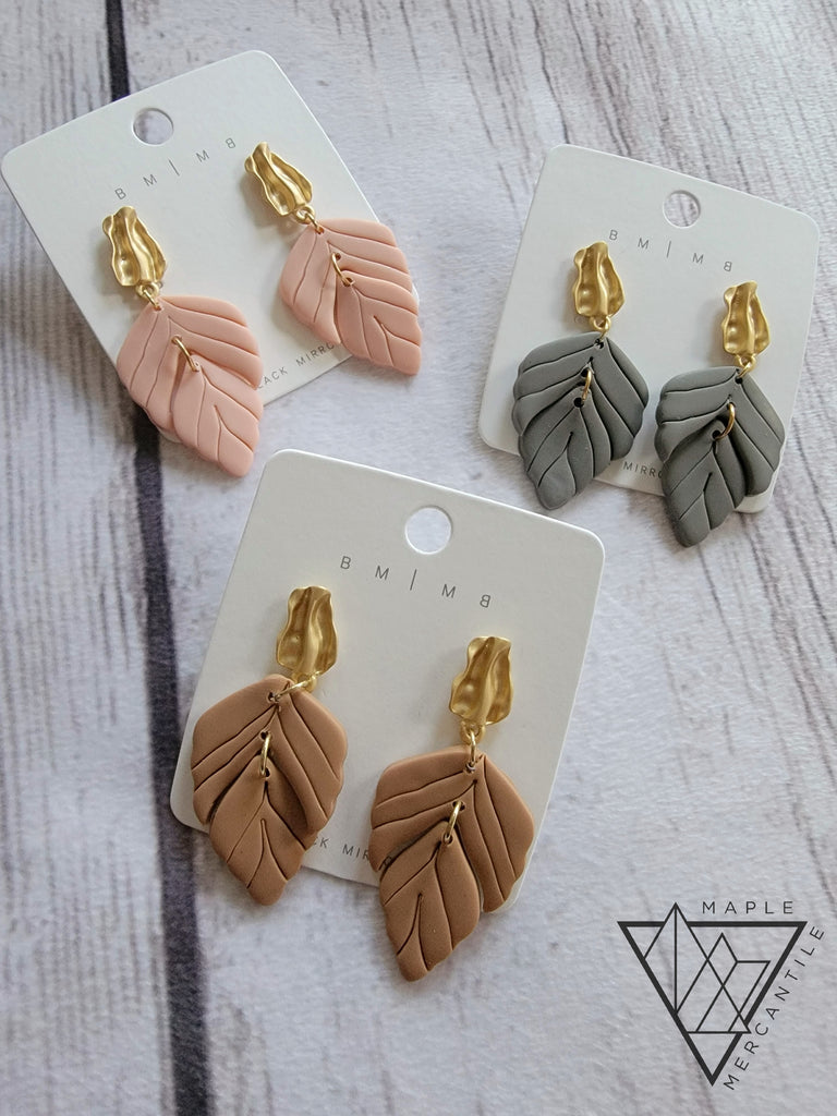 Clay Leaf Dangle Earrings
