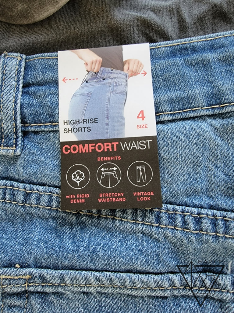 Comfort Waist Distressed Hem Mom Fit Shorts