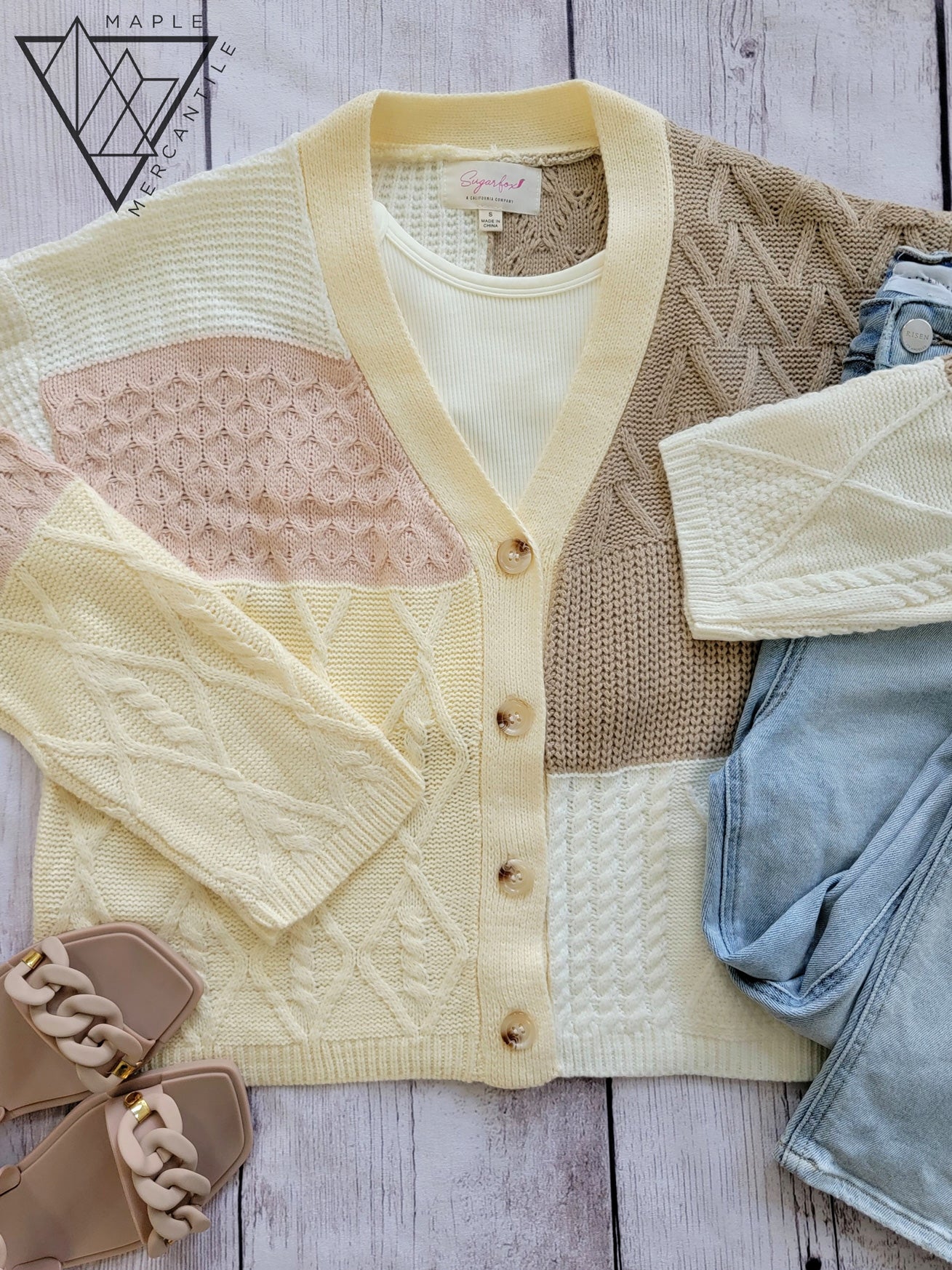 Patchwork Cable Knit Cardigan – Maple Mercantile